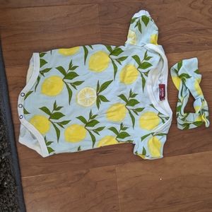Milkbarn Lemon Onesie and Bow Headband